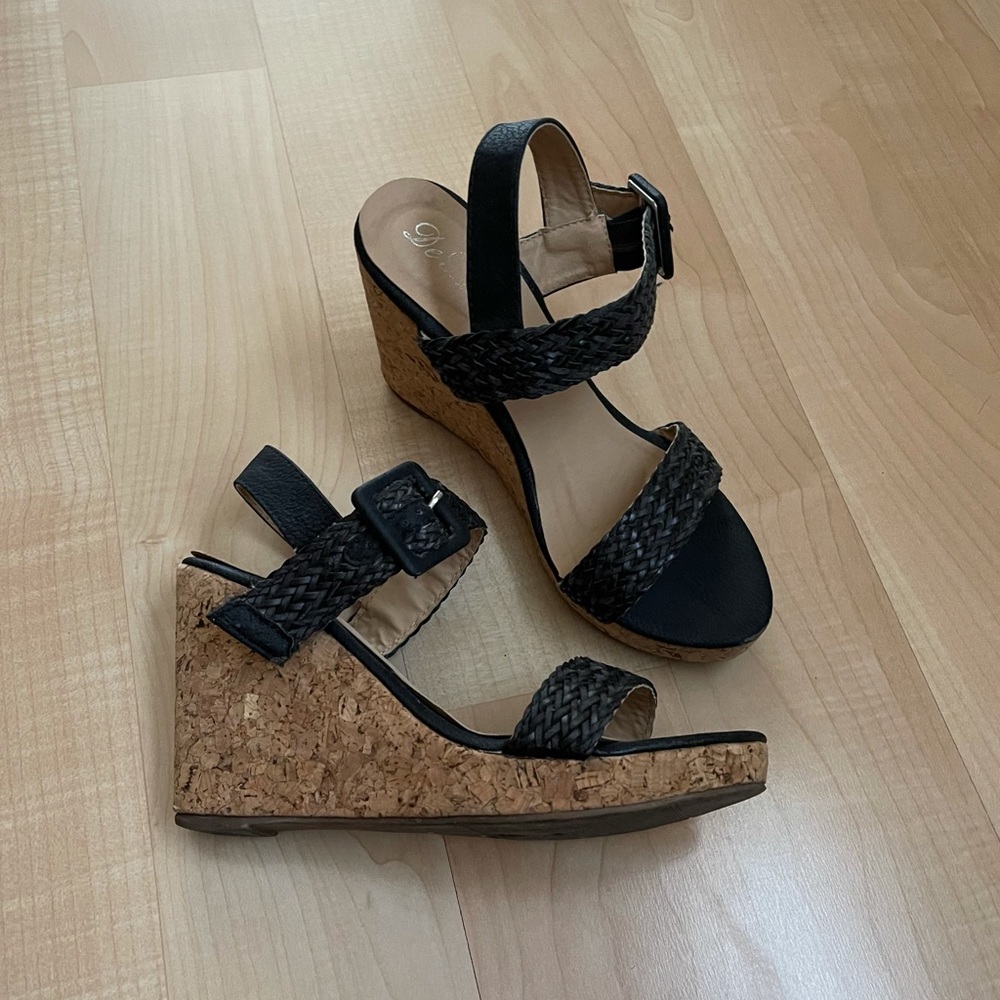 Le Blossom Collection Black Wedge Heels